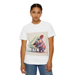Hippo Playing Piano T‑Shirt — Cute Animal Music Tee