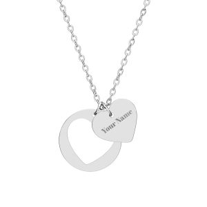 Engraved Heart Cutout Necklace — Personalized Love Pendant