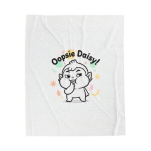 Oopsie Daisy! plush creature blanket | Cute Menace doodle, sleepy feral illustration